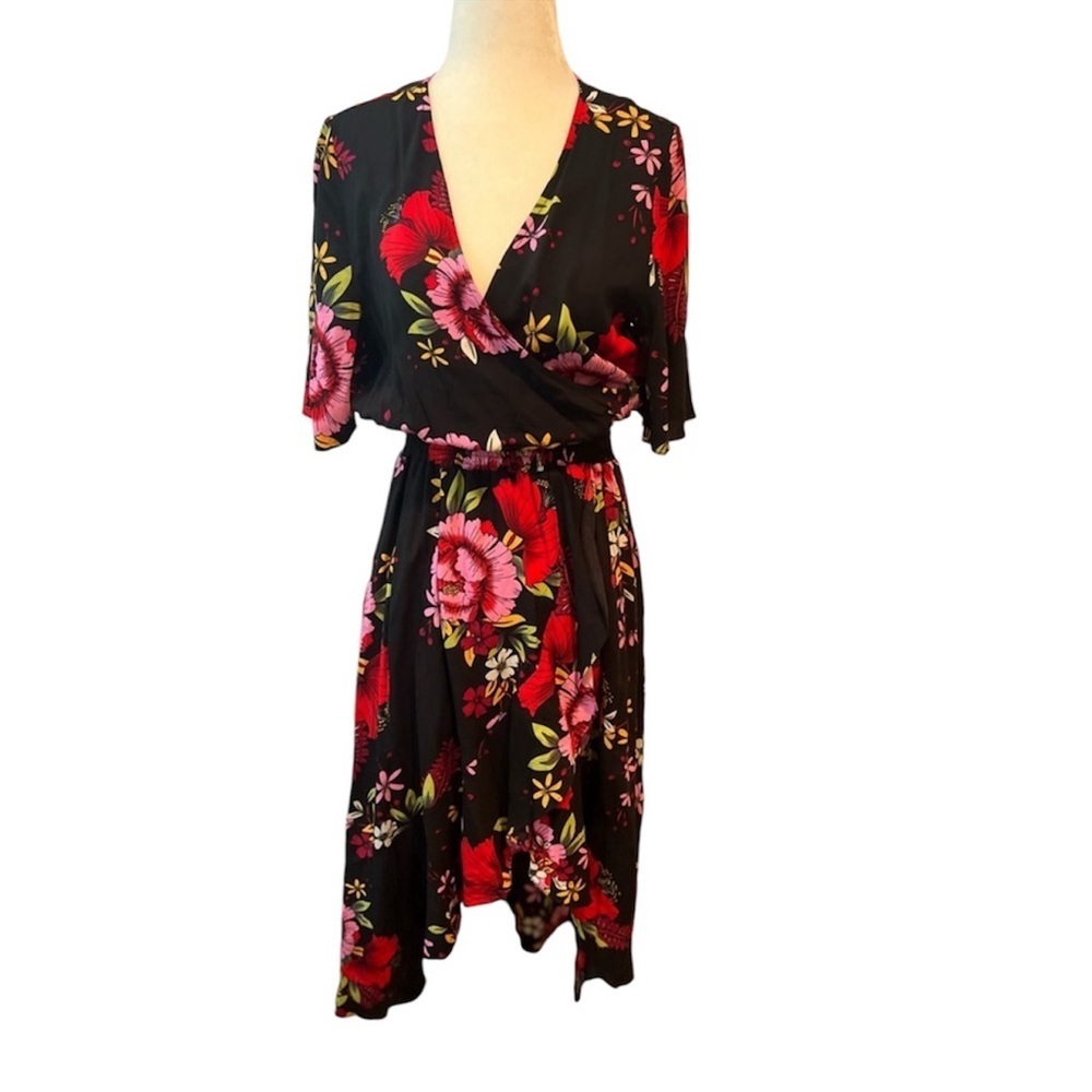 Kormei Womens Short Sleeve Floral High Low V-Neck Flowy Party Long Maxi Dress